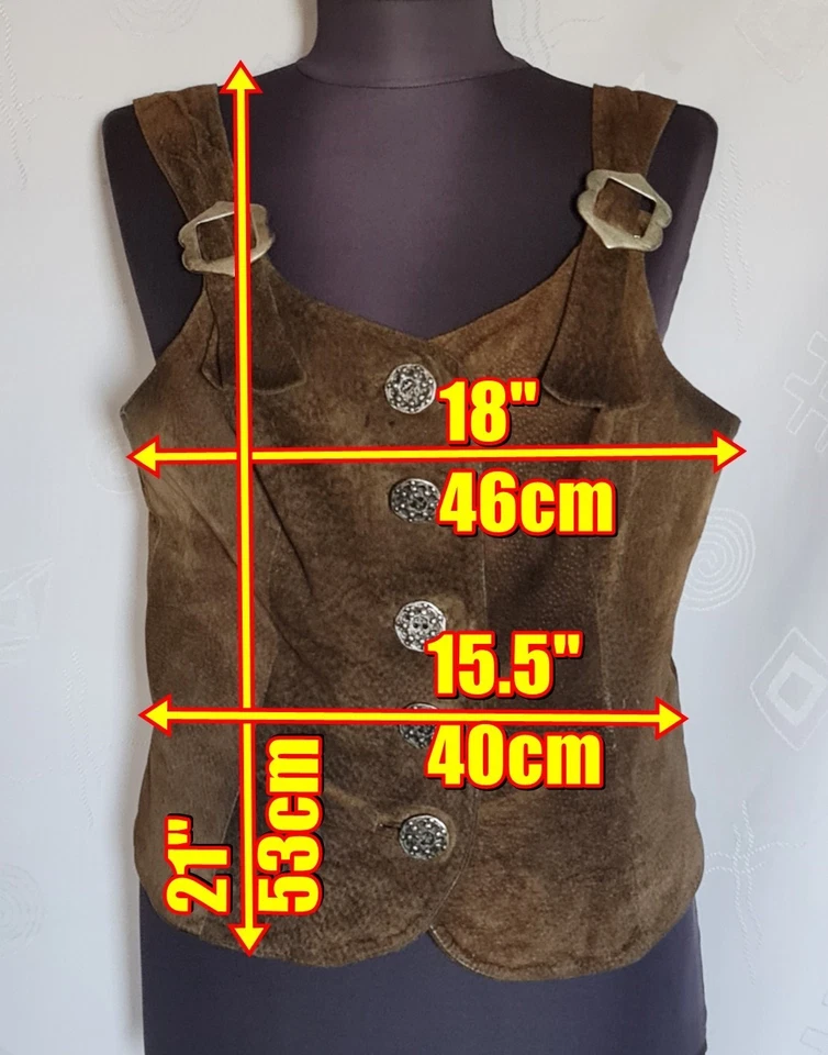 Блузка винтажная страна Trachten Dirndl Октоберфест Тироль кожи коричневый Топ: 12/40 - Изображение 2 из 4