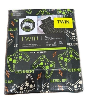 Night Pixel 3-Piece Twin Sheet Set For Kids Game Controller Print Fits Mattresse