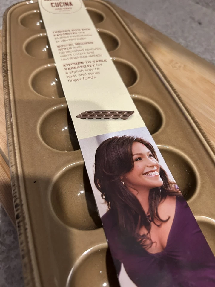 Nuevo plato oblongo plato huevo Rachael Ray gres 12 tazas marrón rico profundo Foto 3 de 4