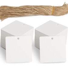 200 PCS White Paper Gift Tags With Strings Blank Hang Tags DIY Arts Crafts