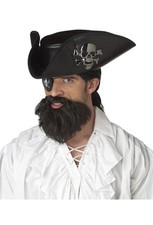 Brand New Captain Hook Moustache  Beard Adult Costume - Brown