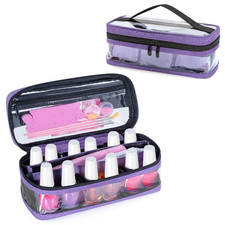 Small Clear Nail Polish Organizer Case Holds 12 Bottles, Purple. Fit 15Ml