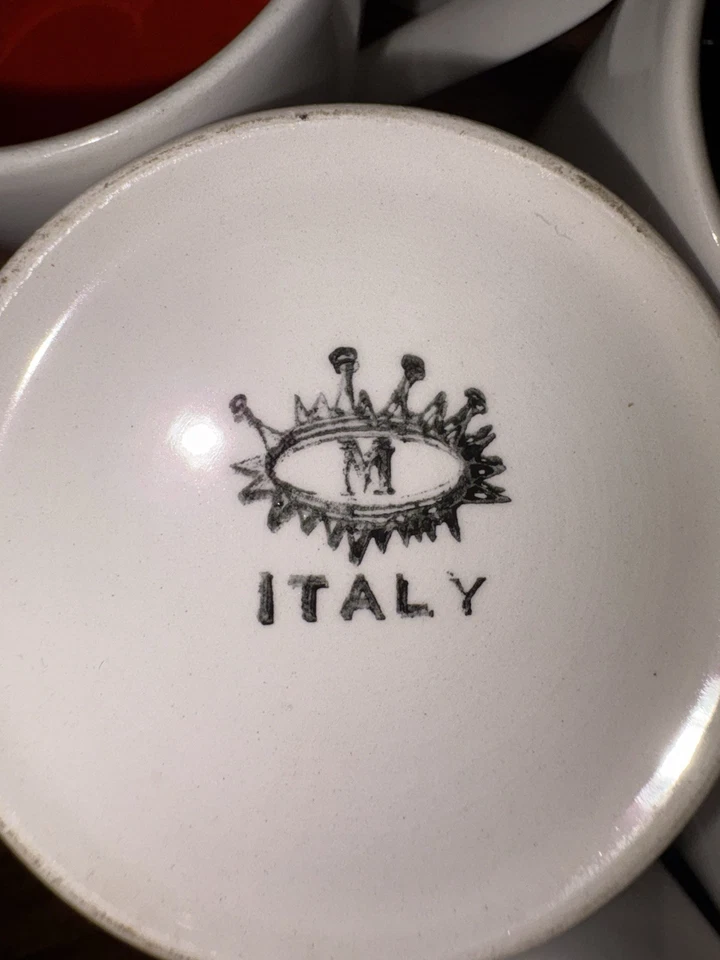 Juego de 6 tazas de café espresso blancas con interior arco iris - Hecho en Italia Foto 3 de 4