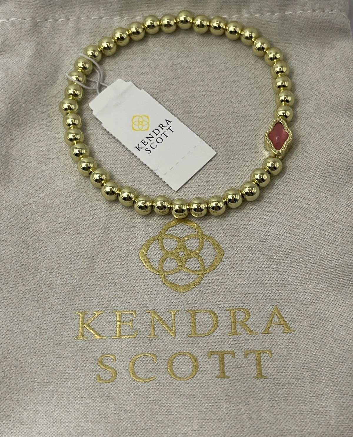 Kendra Scott 14K Gold Plated Abbie Beaded Stretch Bracelet In Azalea Illusion