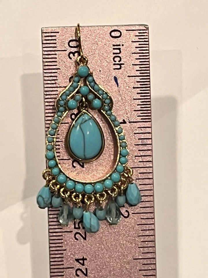 Pendientes colgantes de turquesa con araña dorada Ralph Lauren de colección Foto 4 de 4