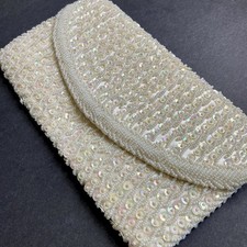 VTG 50s/60s Iridescent Sequin Beaded Evening Clutch Purse Made in Hong Kong