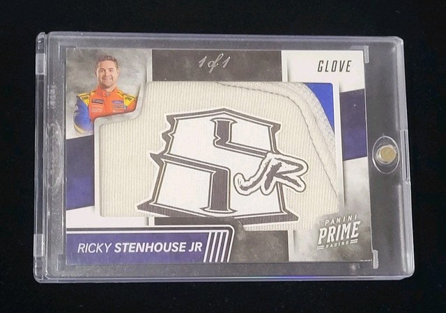 2018 Panini Prime Racing RICKY STENHOUSE JR 1/1 RACE USED GLOVE LOGO PATCH RELIC