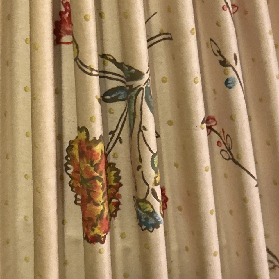 Vintage French Country Hard Paper Pleated Floral Lamp Shade 5x7x9 Attached Harp - Image 2 of 4