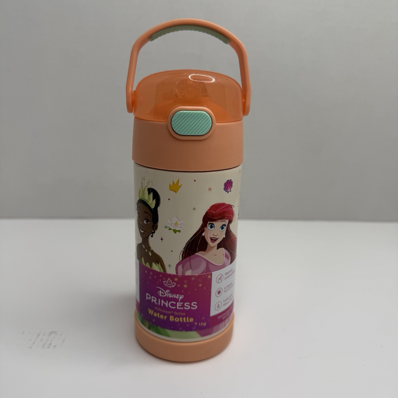 Disney Princess Thermos FUNtainer 12oz Water Bottle Straw Lid New