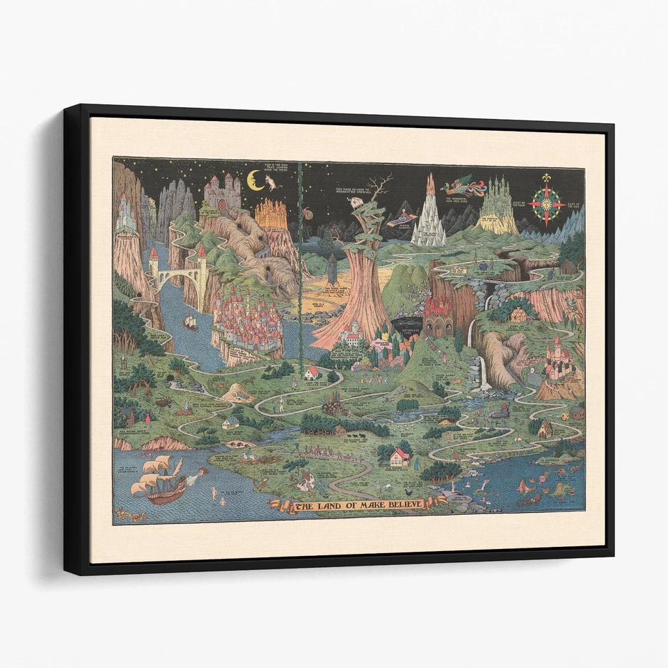 HANDMADE The Land of Make Believe by Jaro Hess, 1930 Canvas Wall Art Print