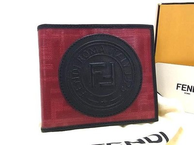 FENDI Zucca Coated Canvas Bifold Wallet Red × Black FH2646 | eBay