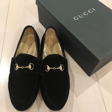 Gucci Loafers Black Leather Men's Size 5C (US 22-22.5cm) Pre-owned Excellent