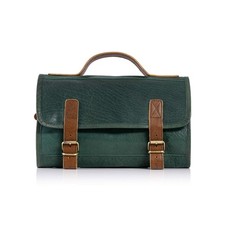 Premium Buffalo Leather Hanging Toiletry Bag Travel Dopp Kit Green 