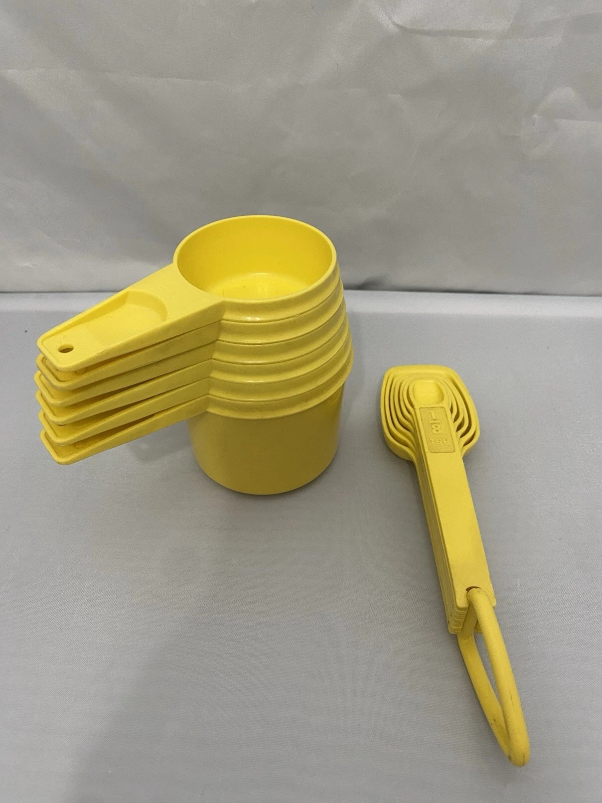 Complete Vintage Tupperware Bright Yellow Measuring Cup And Spoons Set
Opens in a new window or tab