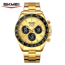 SKMEI Men Watch Dual Time Wristwatch Big Case Business Male LED Light Watches