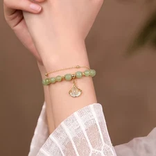 Adjustable Double Layer Anniversary Birthday Girlfriend Jewelry Ginkgo Leaf