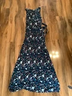 Fat Face Size 8 Long Blue Floral Design Dress Waist Tied