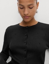 Marks & Spencer Womens Black Viscose Button Crew Long sleeved Cardigan - M&S