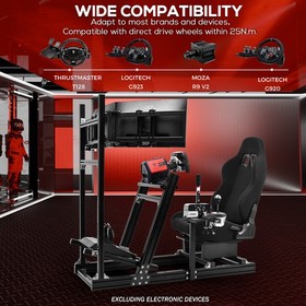 Supllueer 4080 Aluminum Racing Simulator Cockpit With Triple Monitor Mount &Seat