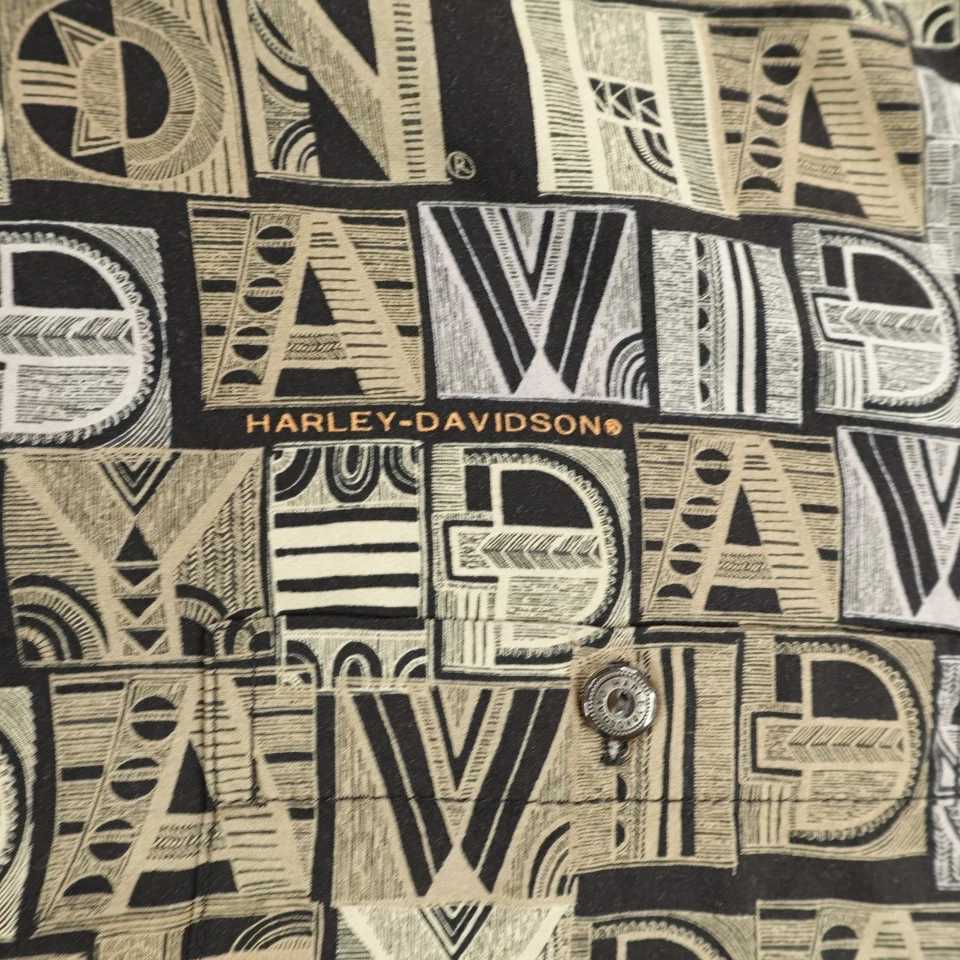 Camisa Harley Davidson Para Hombre Grande Beige Motocicletas Hawaiana Abotonada Motociclista Campamento Foto 3 de 4