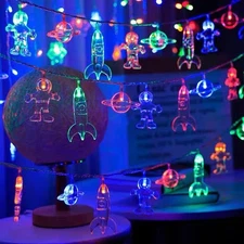 Fielegen 20 LED Children's Room String Light Astronaut 20led Spaceship 
