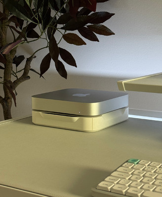 Dock Schreibtischorganizer Mac Mini Ablage 3D-Druck PLA Beige Holz