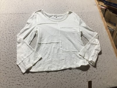 Daily Thread Shirt Womens M Medium White Long Sleeve Contrast Panel Round Neck