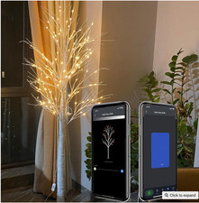 6FT Smart Lighted Birch Tree with APP Home Decor Warm White