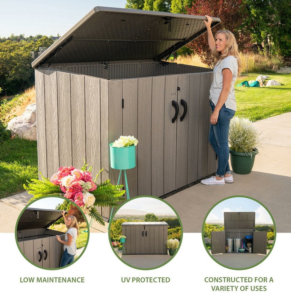 Outdoor Storage Box Hard Plastic Horizontal Storage Shed 561 Gallon 71