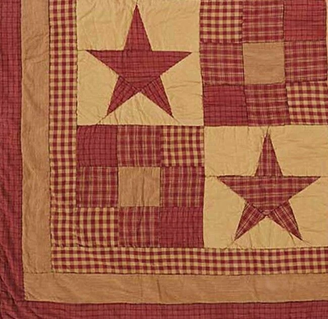 50英寸x60英寸绗缝悬挂毯子乡村拼布勃艮第Ninepatch Star — 第 4/4 张图片