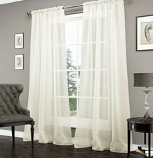 Beautyrest Carrington Rod Pocket Sheer Panel Window Curtain Ivory 52" x 95" New
