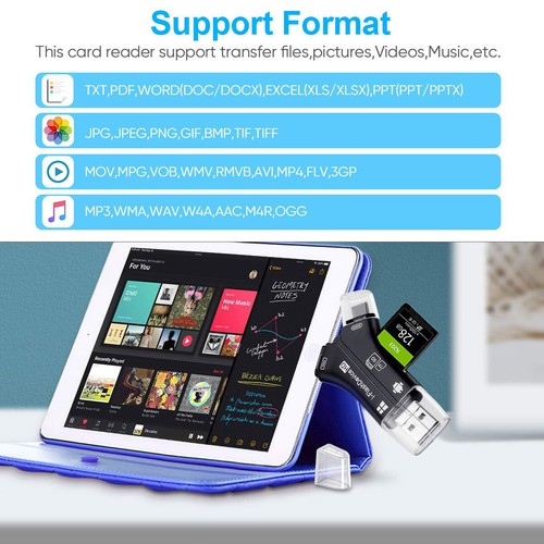SD/TF Card reader For Android Phones PC Iphone Macbook Deer Camera Multi Black - Picture 12 of 12