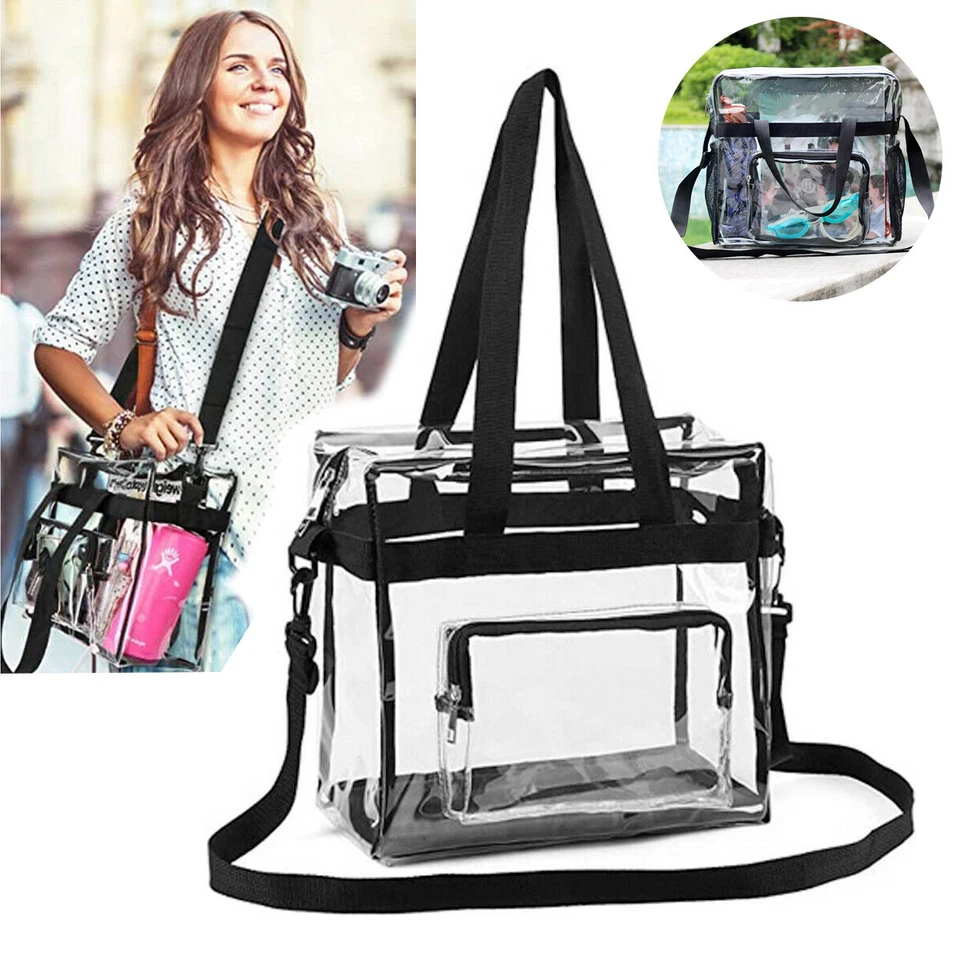 Heavy Duty Clear Transparent Backpack Book-Bag Clear PVC Tote Pack Women Handbag - Image 4 of 4