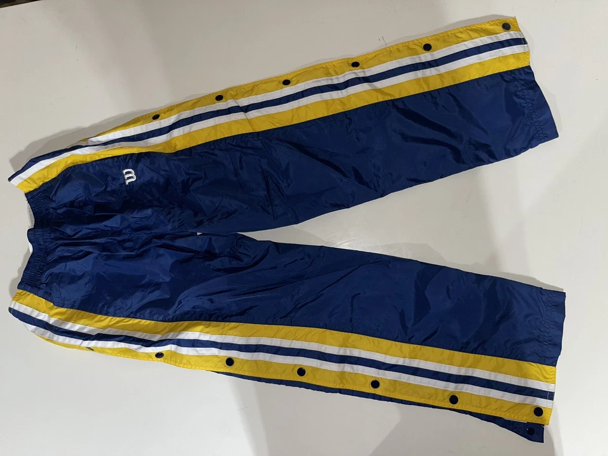 Blue pants with store yellow stripe