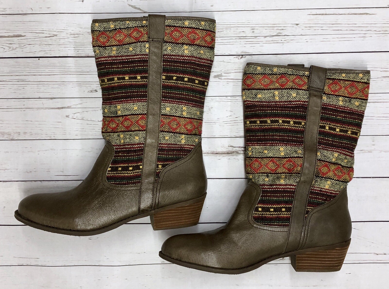 Steve Madden Sz 11 P Brooks Southwestern Aztec Blanket Western Womens Boots thumbnail 2