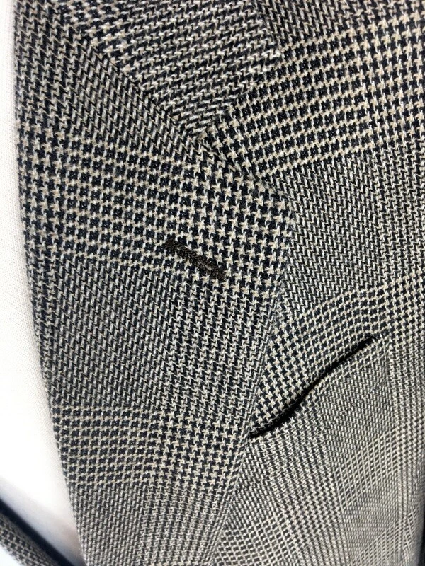 Chaqueta Abrigo Deportivo Donna Karan 42 Largo Hombre Negro Marrón Glen Cuadros Hecha en Italia Foto 2 de 4