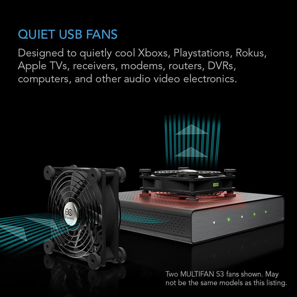 MULTIFAN S7, Quiet Dual 120mm USB Cooling Fan for Receiver DVR Computer Cabinets - Image 2 of 4