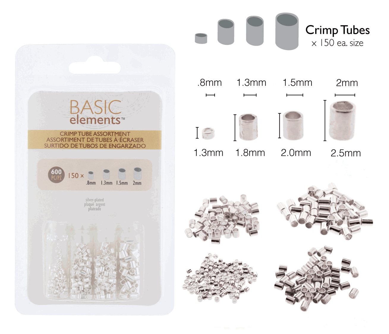 The Beadsmith® Assorted Silver Plated Crimp Tubes & Crimp Covers