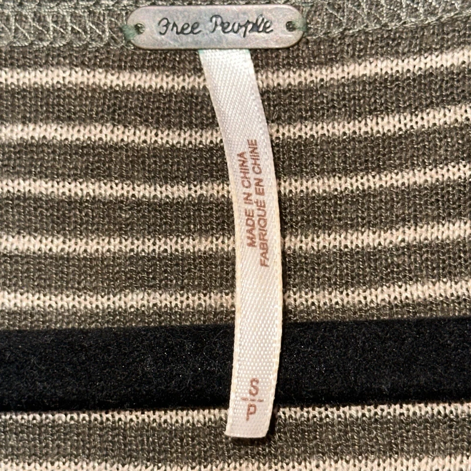 Free People Linen Striped Lace Oversized Boho Hippie Lace Top Size S - Image 3 of 4