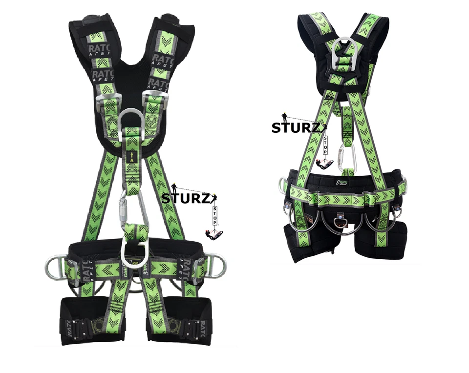 Baumpflege Sitzgurt 140kg ATLAS Auffanggurt Fallschutz Klettergurt + 2m Seil - Bild 2 von 4