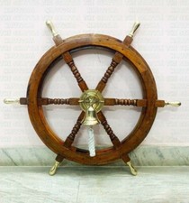 Vintage Replica Collectible Home Décor 24" Ship Wheel with Bell Christmas Gift