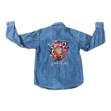 Acme Kids Vintage Looney Tunes Jean Jacket Size Large Blue Bugs Bunny Tweety