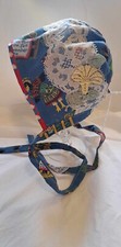 Baby Bonnet-Made with Calico and fun prints trimmed with Vintage trims