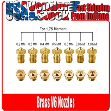 V6 Nozzle, 10 PCs 0.2 - 8mm Brass Nozzle 1.75mm Extruder 3D Printer V5 V6 J-Head