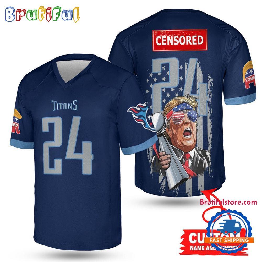 Tennessee Titans Donald Trump Super Bowl Trophy Football Jersey