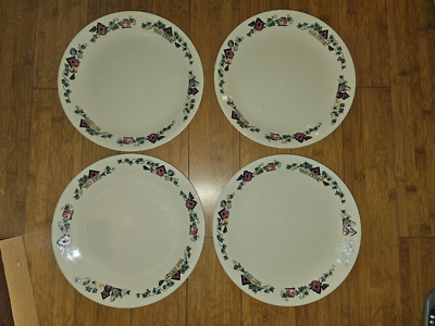 Vintage Corelle Garden Home Birdhouse Dinner Plate set of 4