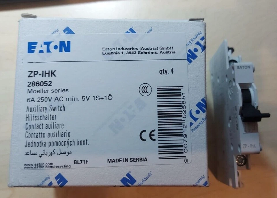 EATON ZP-IHK , 1 Stück,  HIlfskontakt , 286052 , neu , Rechnung