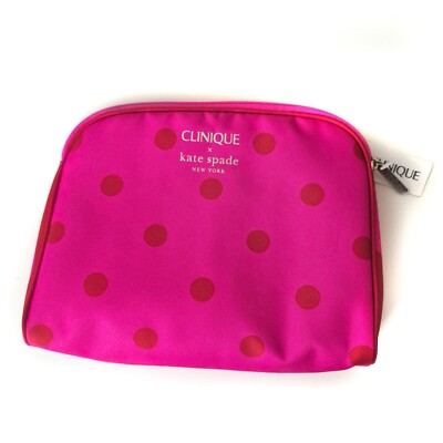 Kate Spade x Clinique Make up / Kulturtasche Neu mit Etikett rosa rote Punkte
