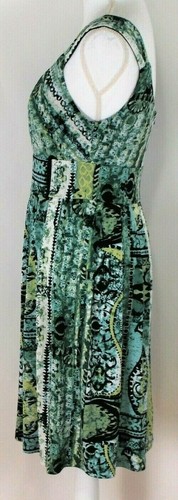 Dress Barn Womens Dress Fit & Flare Size 8 Sleeveless Green Scoop Neck & Back - Picture 4 of 11