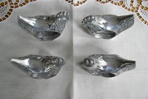 Pewter Rooster Napkin Rings ~ Set of 4 ~ - Picture 4 of 6